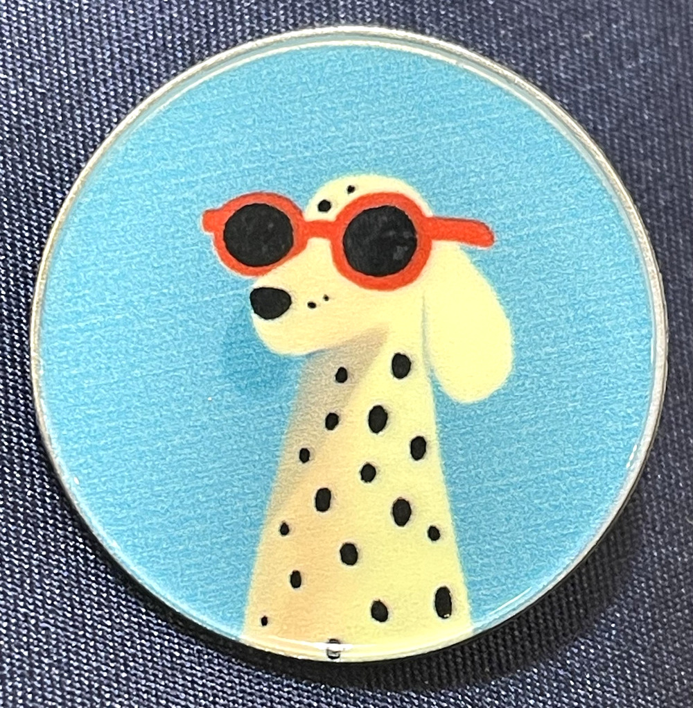 NWOT Dalmatian Dog Brooch Lapel Pin Sunglasses Animals Pets Retro Cool Groovy